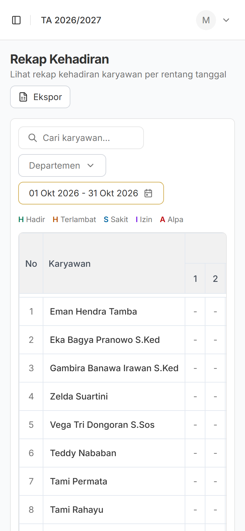 Rekap Kehadiran